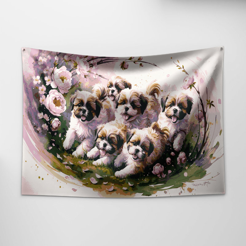 Tapisserie murale «Dogs Shih Tzu», 88 po x 104 po