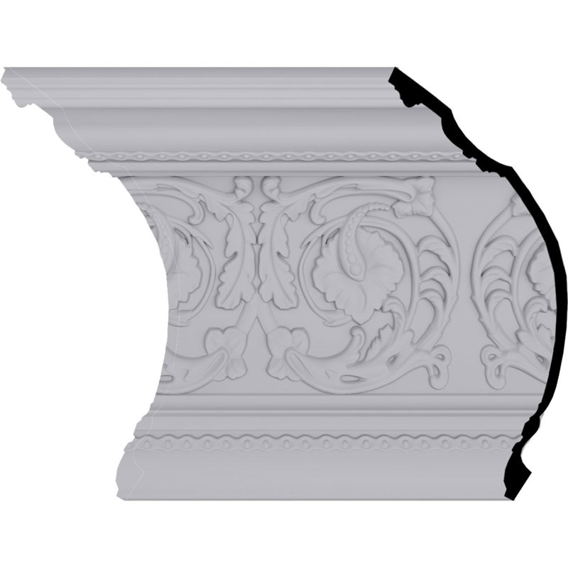Primed White Polyurethane Geometric Crown Moulding Sample
