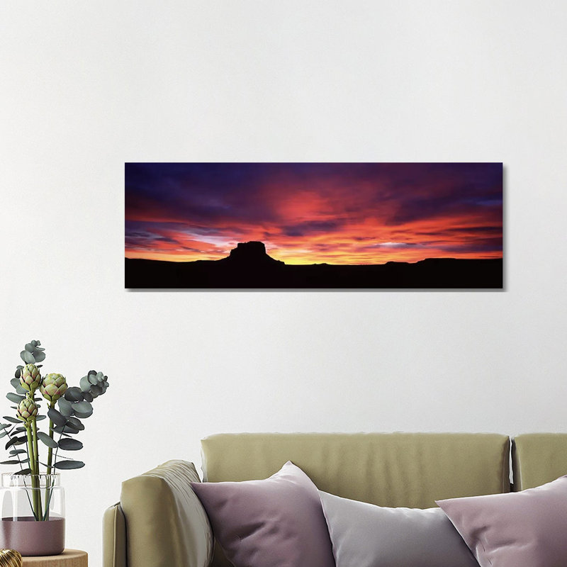 Buttes At Sunset, Chaco Culture National Historic Park, New Mexico, USA - Wrapped Canvas Panoramic Print