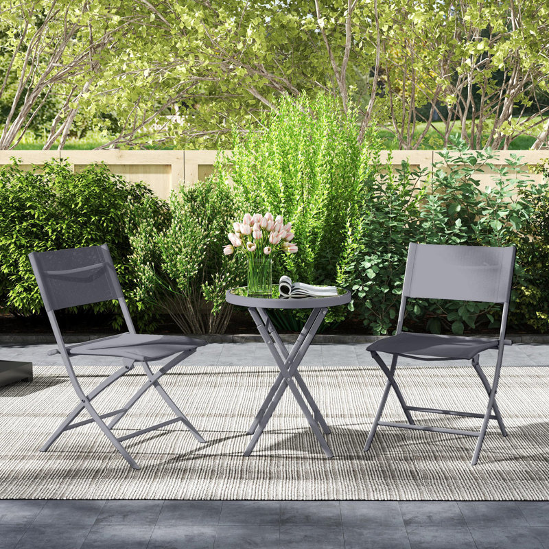 Round 3 - Piece 2 - Person 50Cm L Outdoor Table Set, Grey