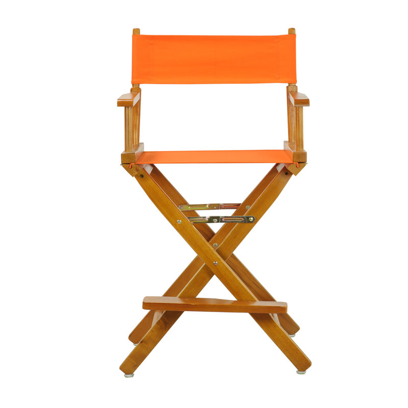 Chaise de réalisateur pliante 24 po, Tangerine, Chêne miel