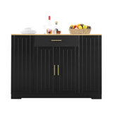 Versatile Storage Black Particle Board Island For Dining & Organizing