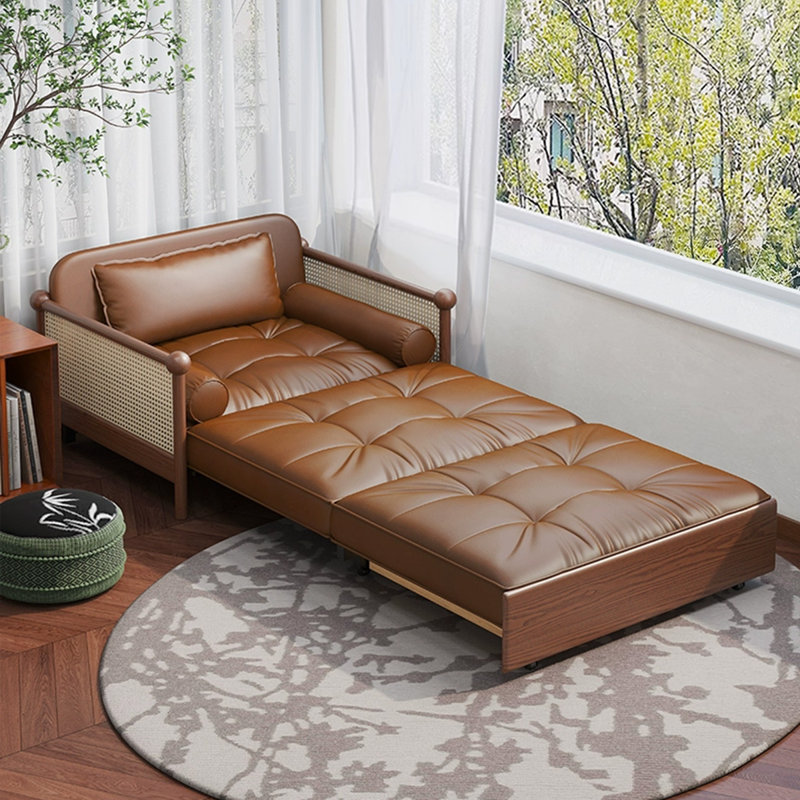 Nouveau fauteuil de loisir multifonctionnel rétro pour une personne de petite taille avec canapé pliant en cuir Le dossier réglable peut être retiré du canapé-lit