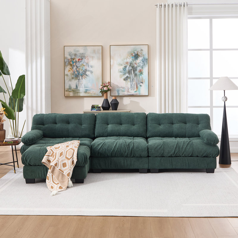 Canapé modulaire avec siège profond et configuration flexible, H 35 po x l 123 po x P 57 po, Vert