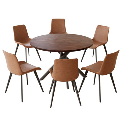 Rohun 45.3" W Round Modern Dining Set with 32.4" H Chairs