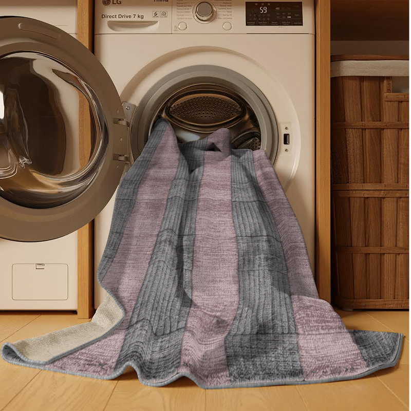 Machine Washable Checkered Gray Area Rug, Rectangle 8' x 10'