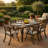 Kristi Outdoor Dining Table, Rectangular Wood Top, Gray Iron Legs, 69 Inch