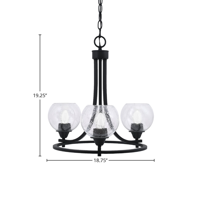 Paramount 3 Light Uplight Chandelier, Seeded
