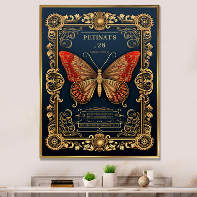 " Retro Illustration Of Red Butterfly "