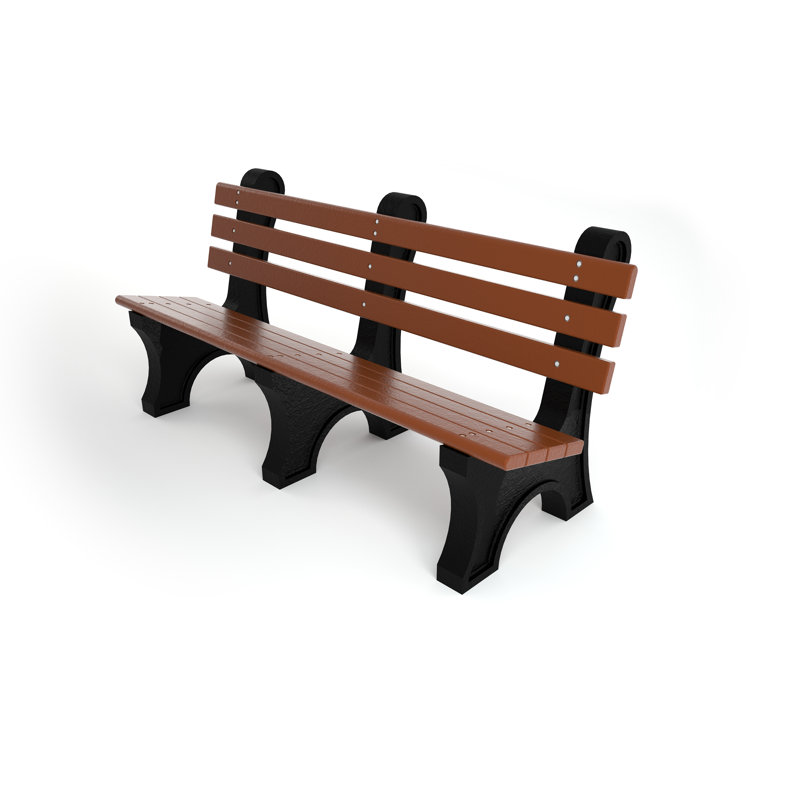 Banc de parc en plastique recyclé Wetzel, Aucune, 6', Brun