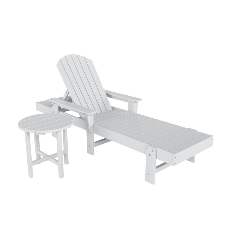 Altura Outdoor Chaise Lounge with Table, White