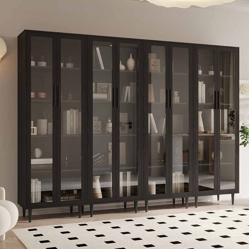 Présentoir Arkyn avec portes en verre, Noir