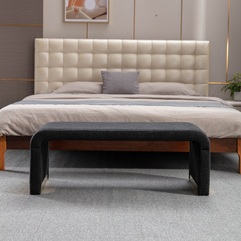 Repose-pieds rectangulaire 19,69 po Latalia, Laine noire