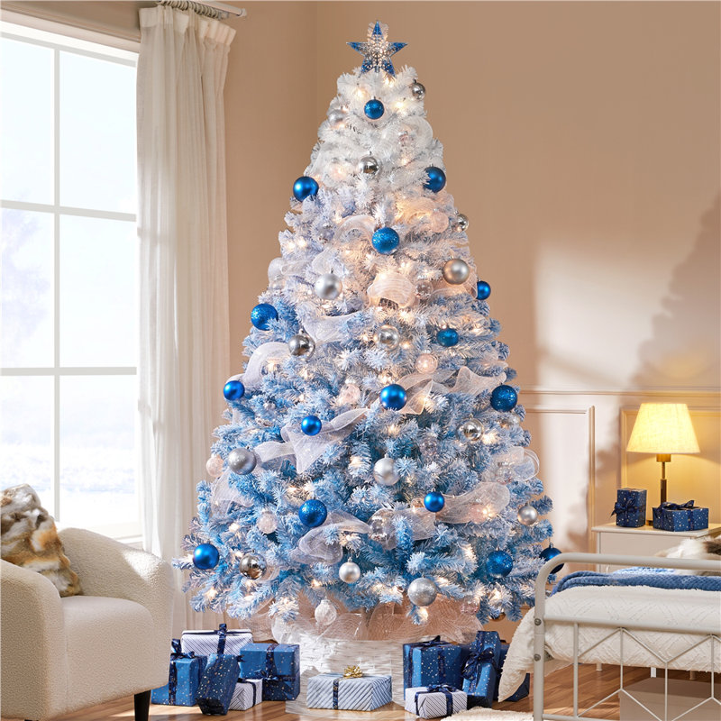Arbre de Noël artificiel floqué Lake Lake, 7.5', Illuminée