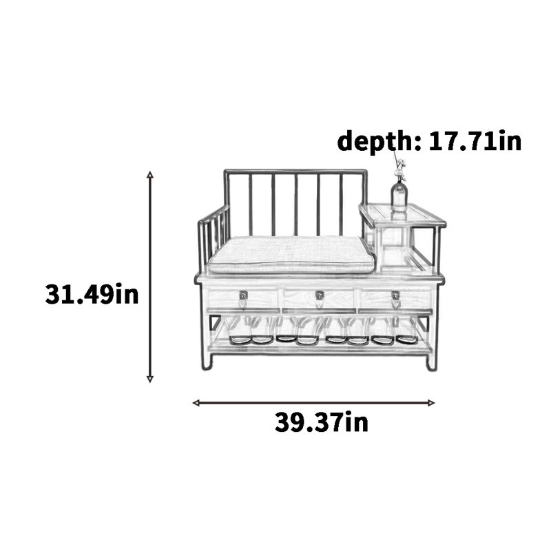 Banc de rangement pour chaussures en bois massif 5 paires