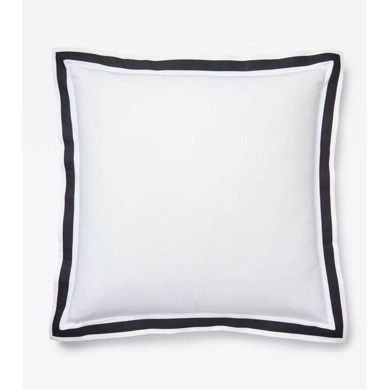510 Thread Count Cotton Percale Euro Sham with Sky Border Frame, White/Black