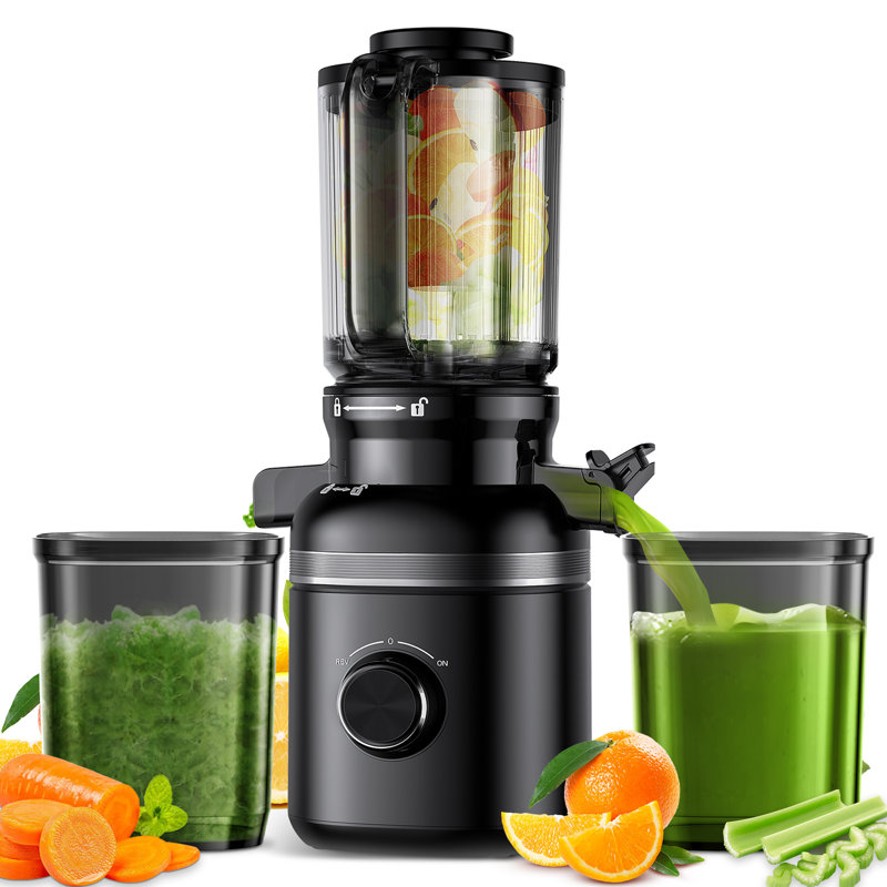 Presse-agrumes Glowwise Press - Presse-étoupe extra large de 4,35 po, presse-agrumes silencieux pour fruits et légumes, facile à nettoyer et à assembler, idéal pour les cuisines familiales, les familles en santé et les amateurs de remise en forme