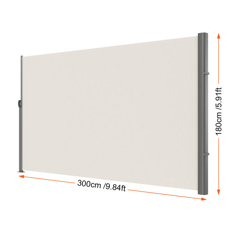 VEVOR 118'' W Metal Cover Retractable Side Awning, Beige, 70.8" H x 118" W x 2" D