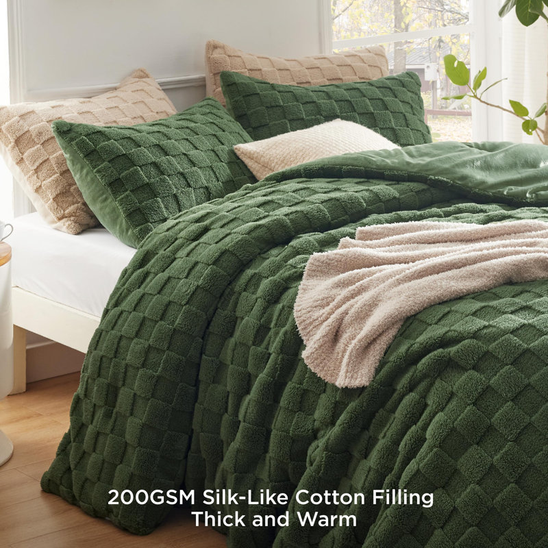 Ensemble d'édredon en sherpa, Édredon très grand + 2 taies décoratives