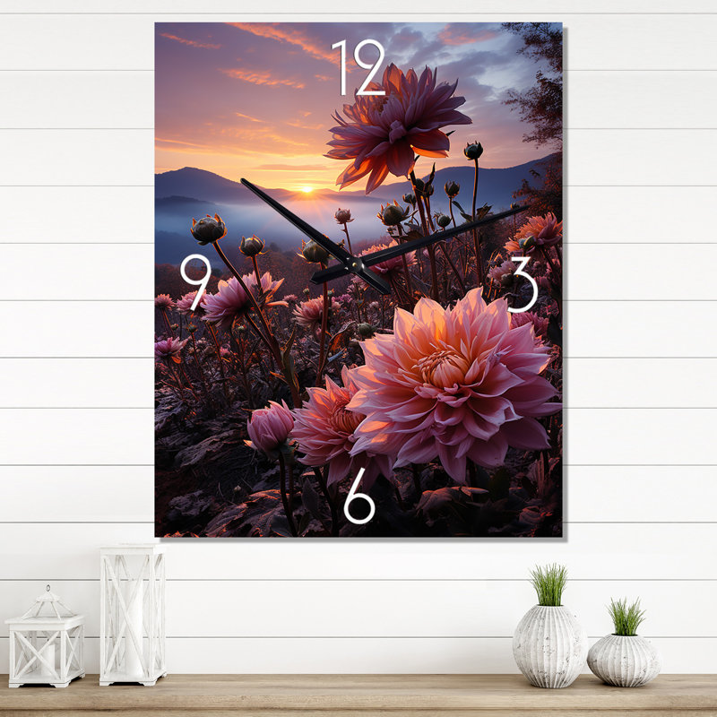 Horloge murale florale rose, Très grand