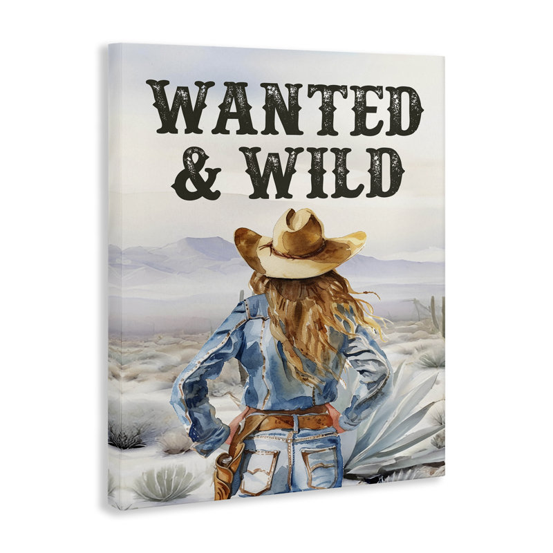 Wanted & Wild Cowgirl Canvas Wall Art by Lettered and Lined br-344_CN, 20" H x 16" W