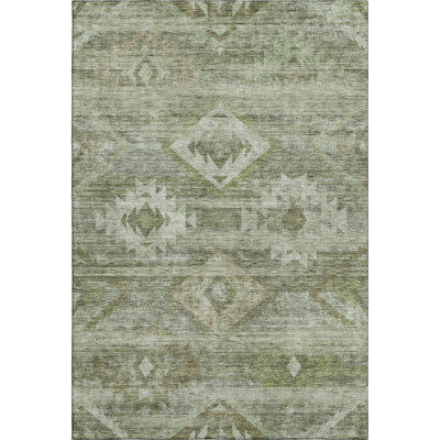 Premium Machine Washable Prisco Olive Rug