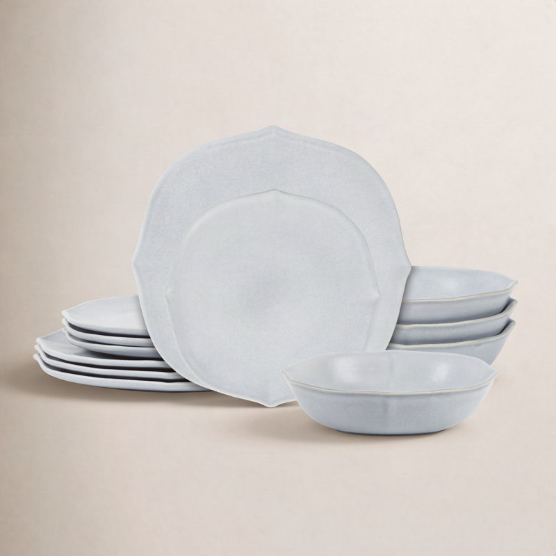 Stone Lain Baskerville 12-Piece Dinnerware Set Stoneware, White