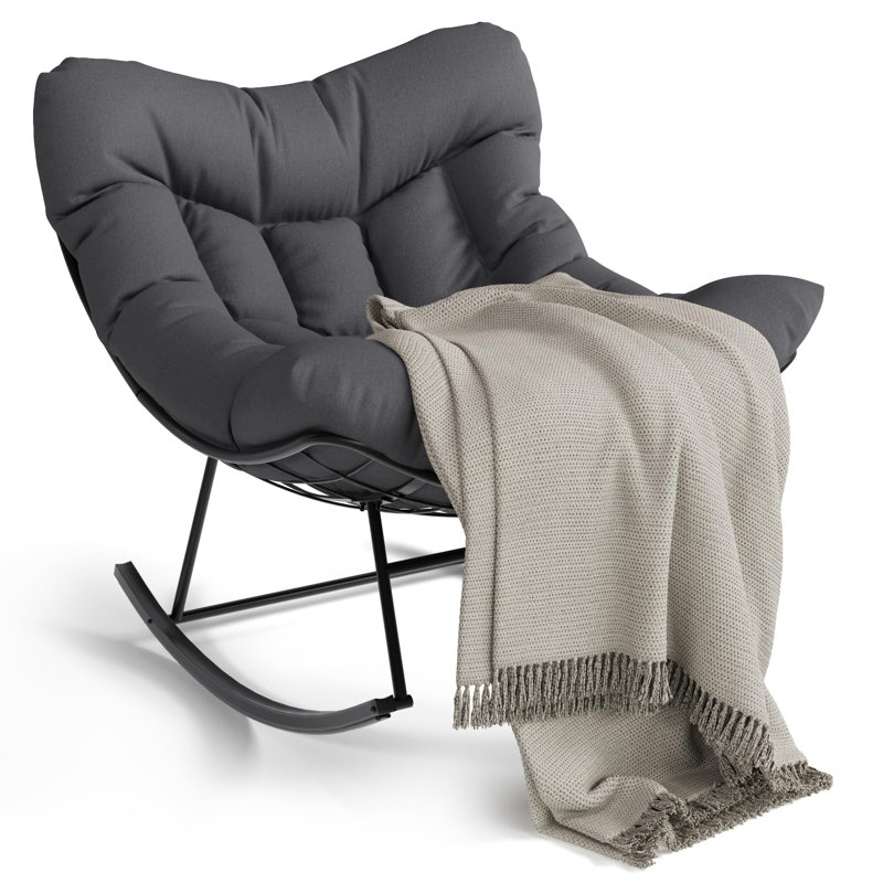Chaise berçante d'extérieur Papasan, Noir