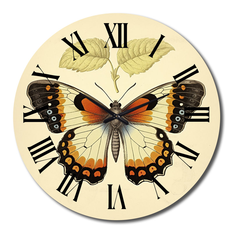 Illustration rétro de l'horloge murale élégante en métal papillon IV, Grand