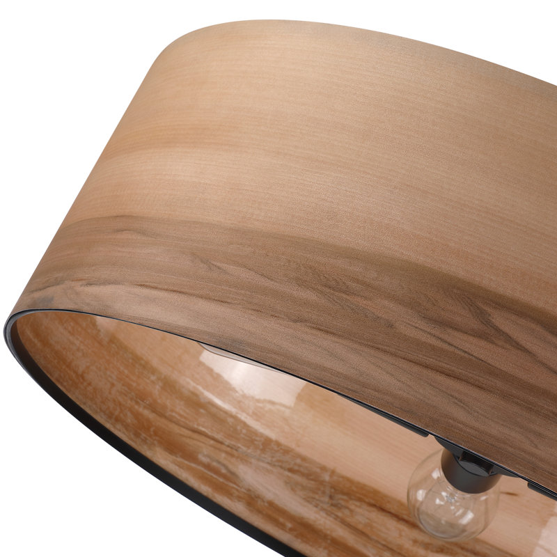 Kaidenn 22 po Lustre tambour 4 lumières en placage de bois - sans diffuseur, Pas de diffuseur