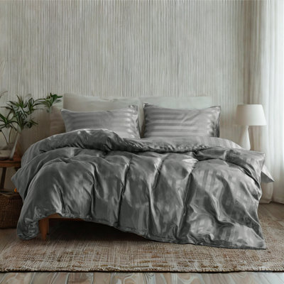 3 Pieces Satin Duvet Cover Set, Wrinkle-Resistant All-Season Comforter Cover Set, Comforter Not Included