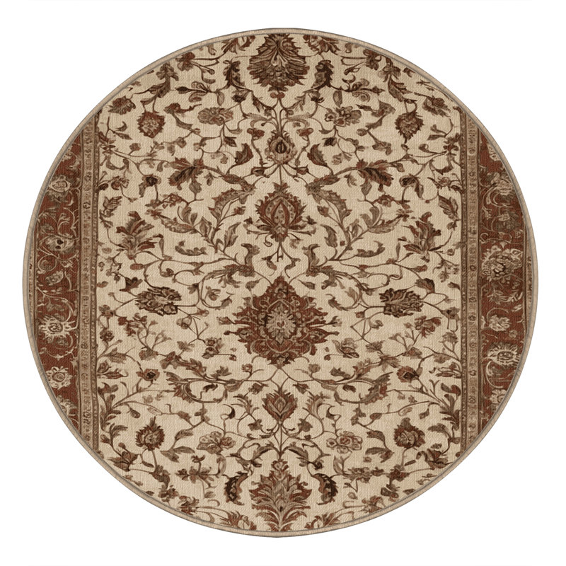 Tapis brun lavable à la machine, Rond 4 pi