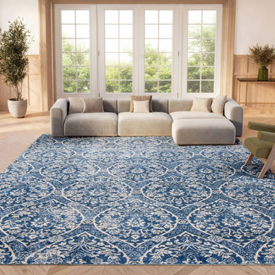Tapis bleu marine / gris clair Avira