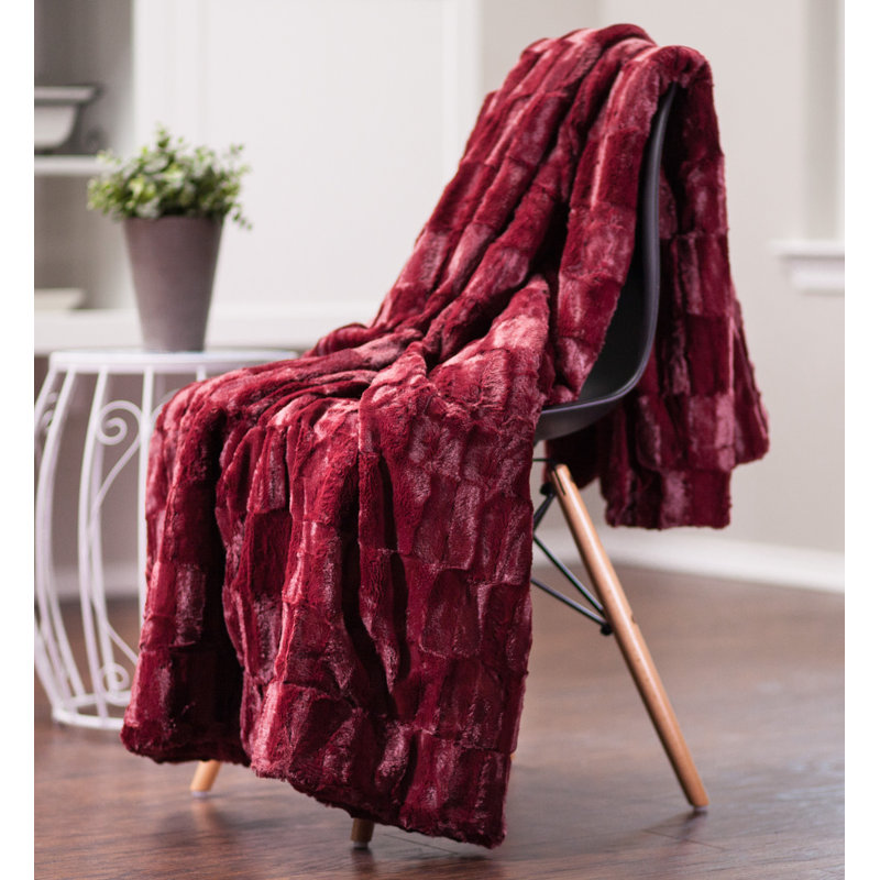 Jeté de lit en fausse fourrure, Marron, L 60 po x L 70 po