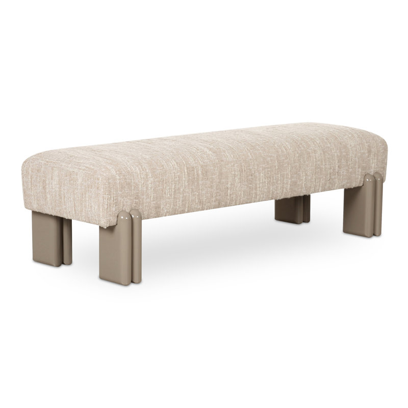 Priya Upholstered Bench, White, Cream
