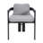 Set Of 2 Outdoor Patio Dining Chair, Aluminum Black Finish With Grey Cushion-1694358087