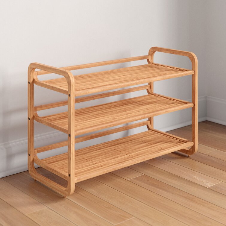 12 Pair Stackable Solid Wood Shoe Rack