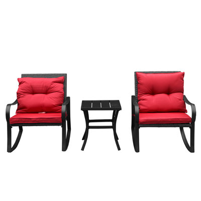 Metal 2 - Person Outdoor Patio Rocking Seating Group with Cushions