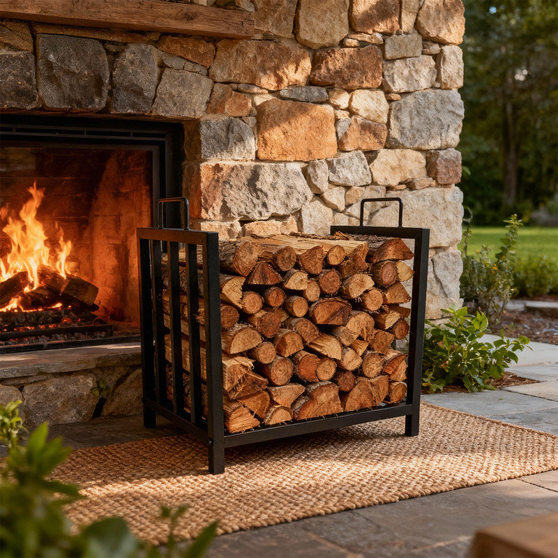 42.9cm W Metal Log Rack