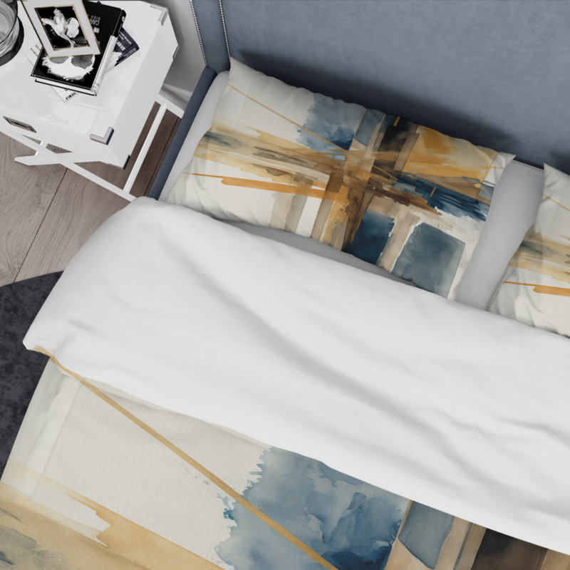 Modern Watercolor Abstract I - Ensemble de housse de couette en spirale moderne - Polyester en microfibre