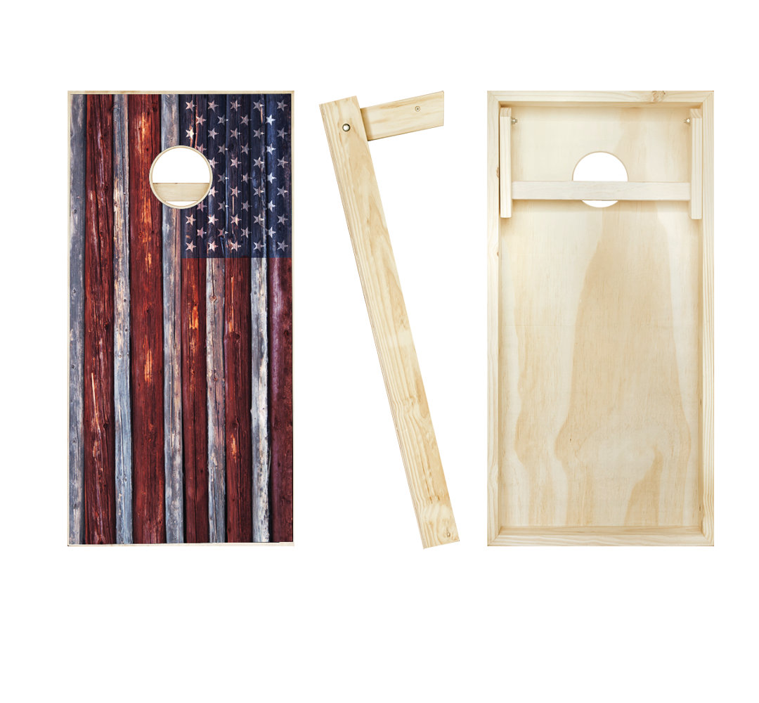 2' x 4' American Flag Solid Wood Cornhole Set with Bags AJJ Cornhole 