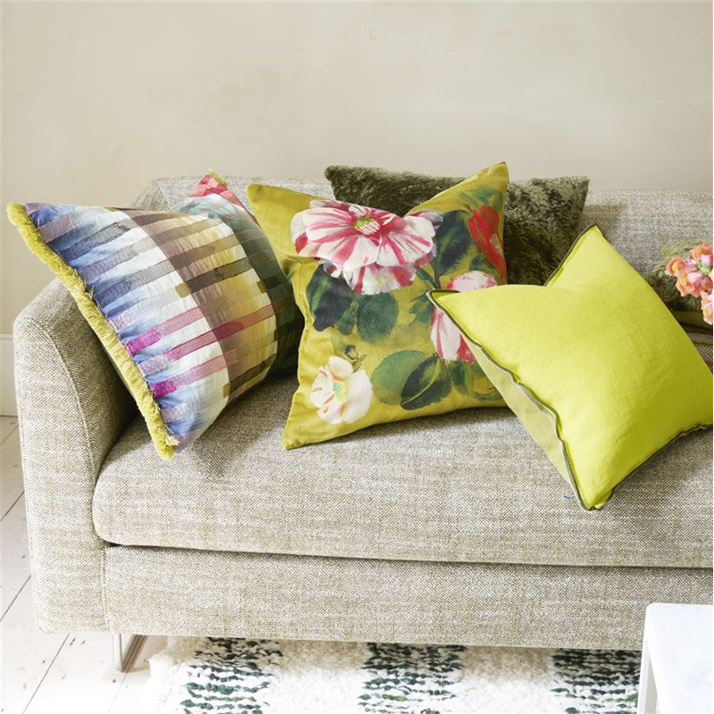 Camellia Velours Mimosa Decorative Pillow