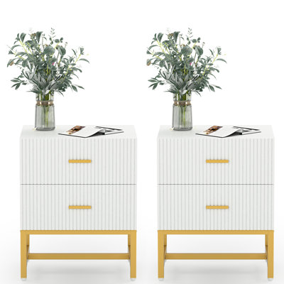 Lavario 2 - Drawer Steel Nightstand in White by Mercer41