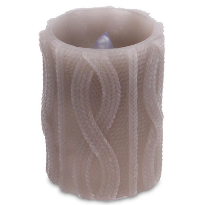 Bougie pilier en cire sans flamme à DEL Knit, Brun, H 4 po x l 3 po x P 3 po