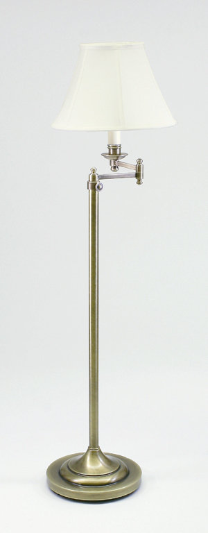 Club Swing Arm Floor Lamp, Antique Brass