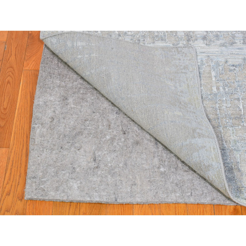 Tapis gris noué à la main de conception unique 9 pi x 12 pi 5 po Dover