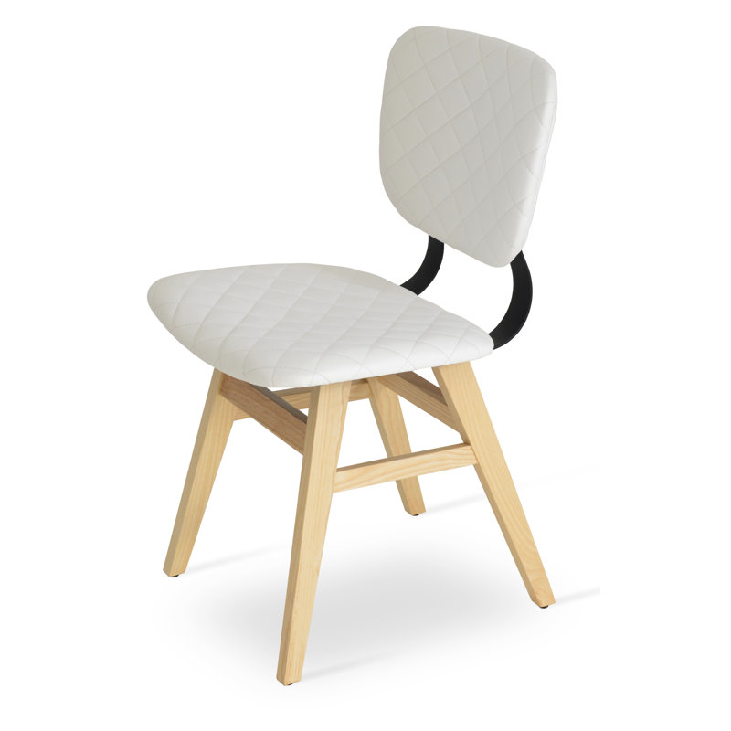 Chaise de salle à manger Hazal, Bois de frêne naturel, Blanc familier