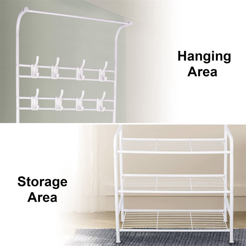 Roslindale Iron Freestanding Coat Rack, White