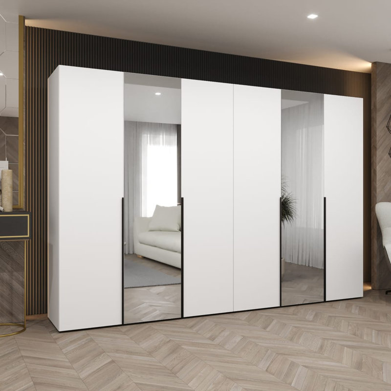 Blina 6 Door Manufactured Wood Wardrobe, White