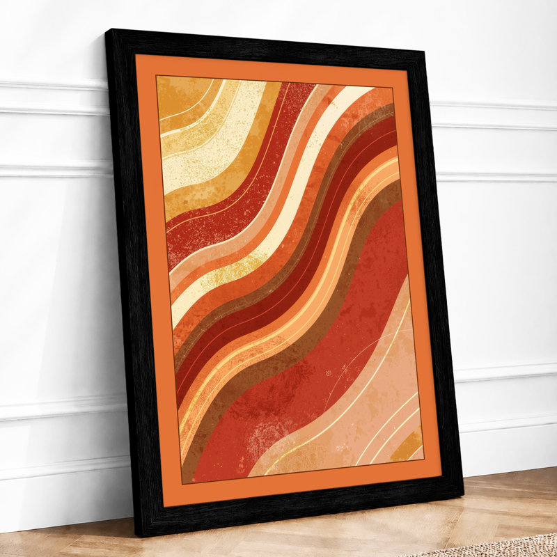 Flowing Warmth Abstract - Framed Print, Black, A4 - 29.7 x 21.0 cm